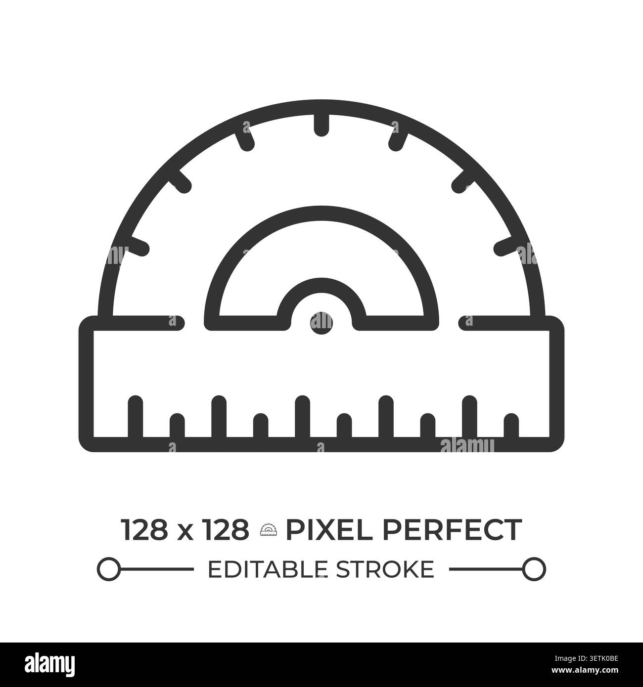 Protractor pixel perfect line icon Stock Vector