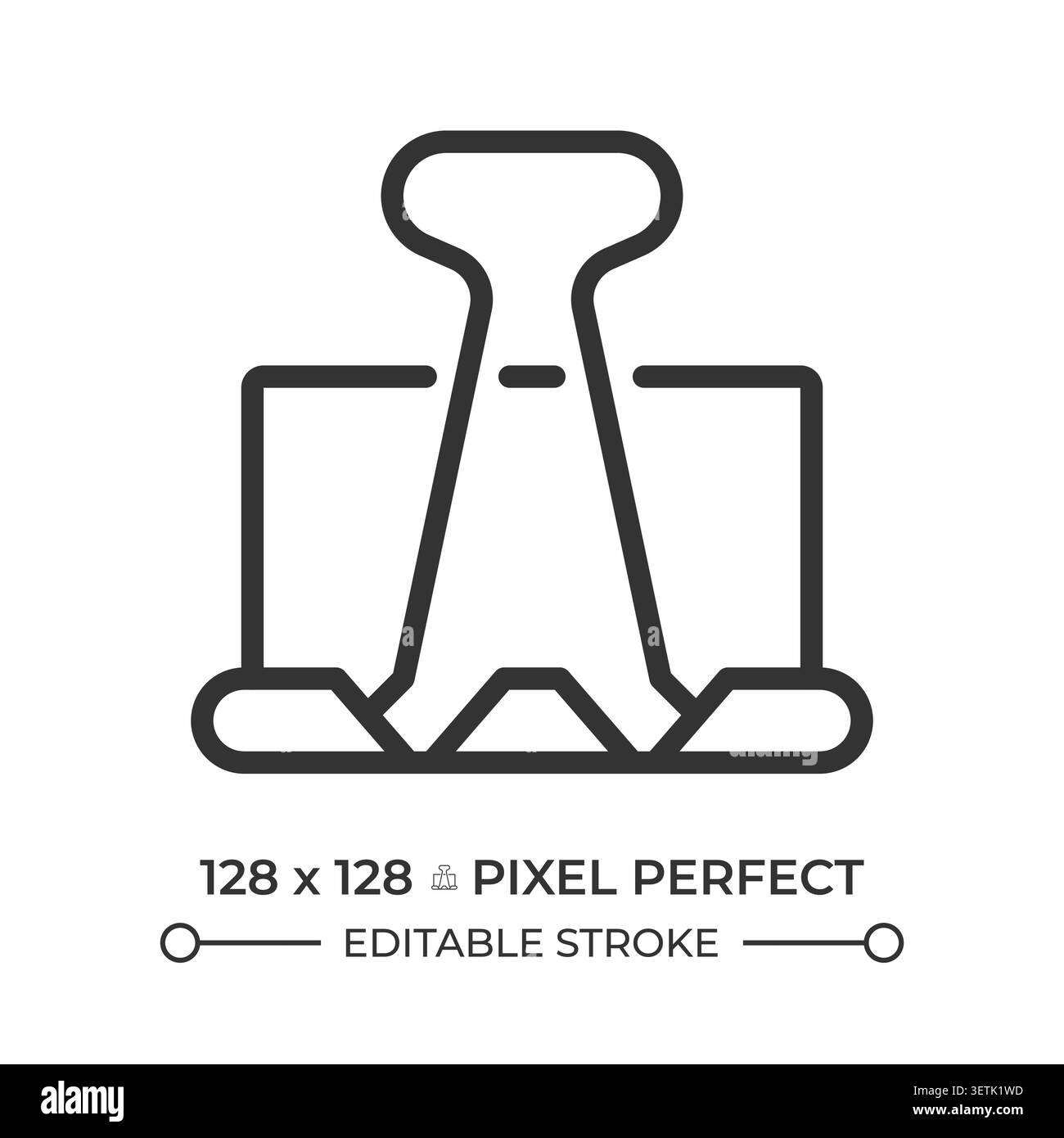Binder clip pixel perfect line icon Stock Vector