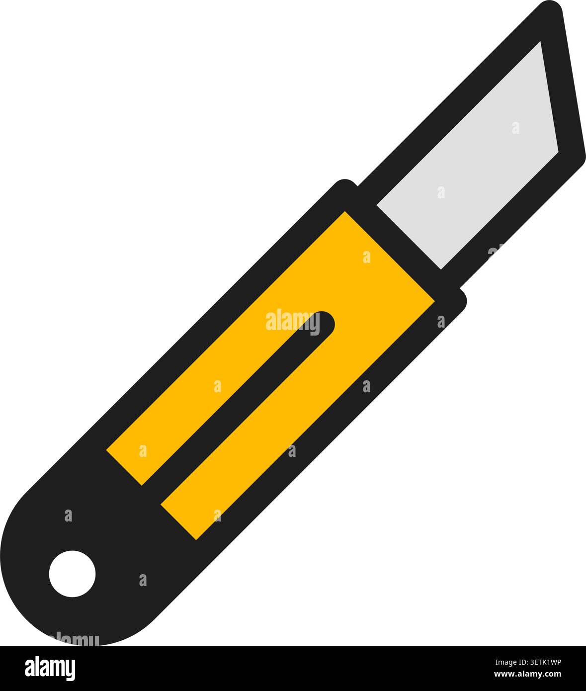 Stationery knife icon in flat style. Cutting tool vector illustration on isolated background. Office knife sign business concept. Stock Vector