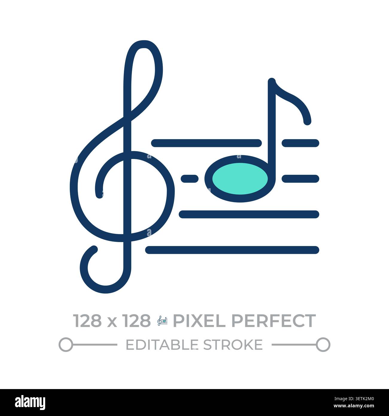 Musical notes pixel perfect line color icon Stock Vector