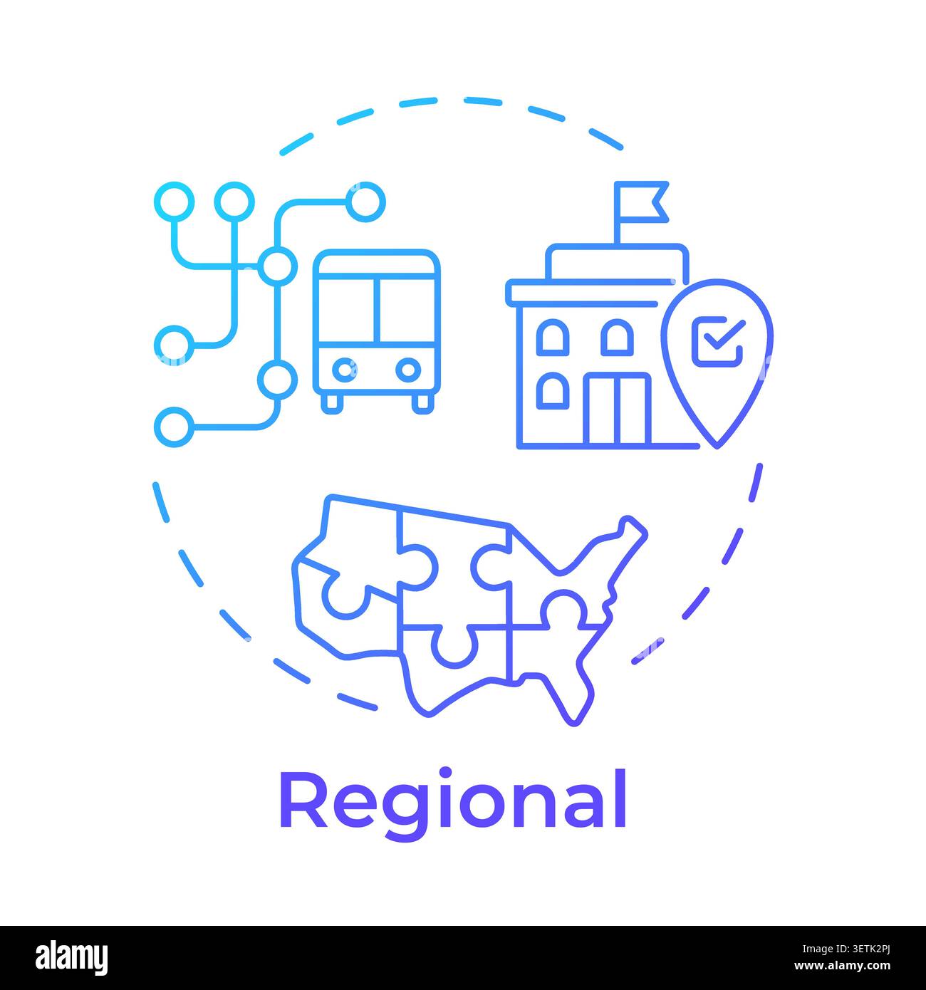 Regional blue gradient concept icon Stock Vector
