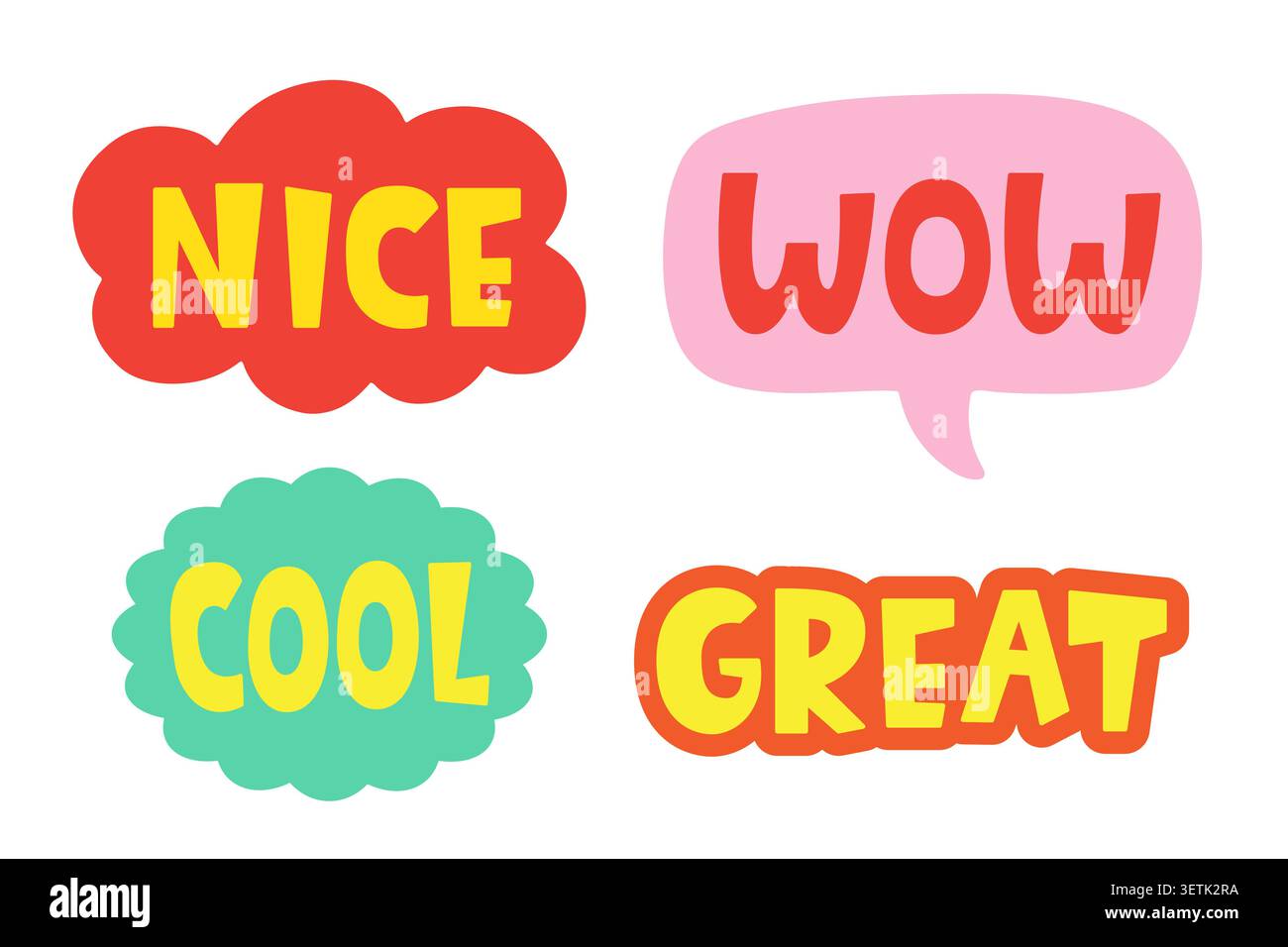 Comic Chat Sticker collection. Speech Clouds set Stock Vector