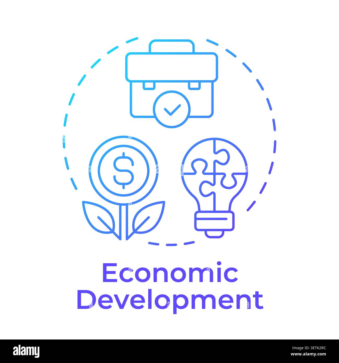 Economic development blue gradient concept icon Stock Vector
