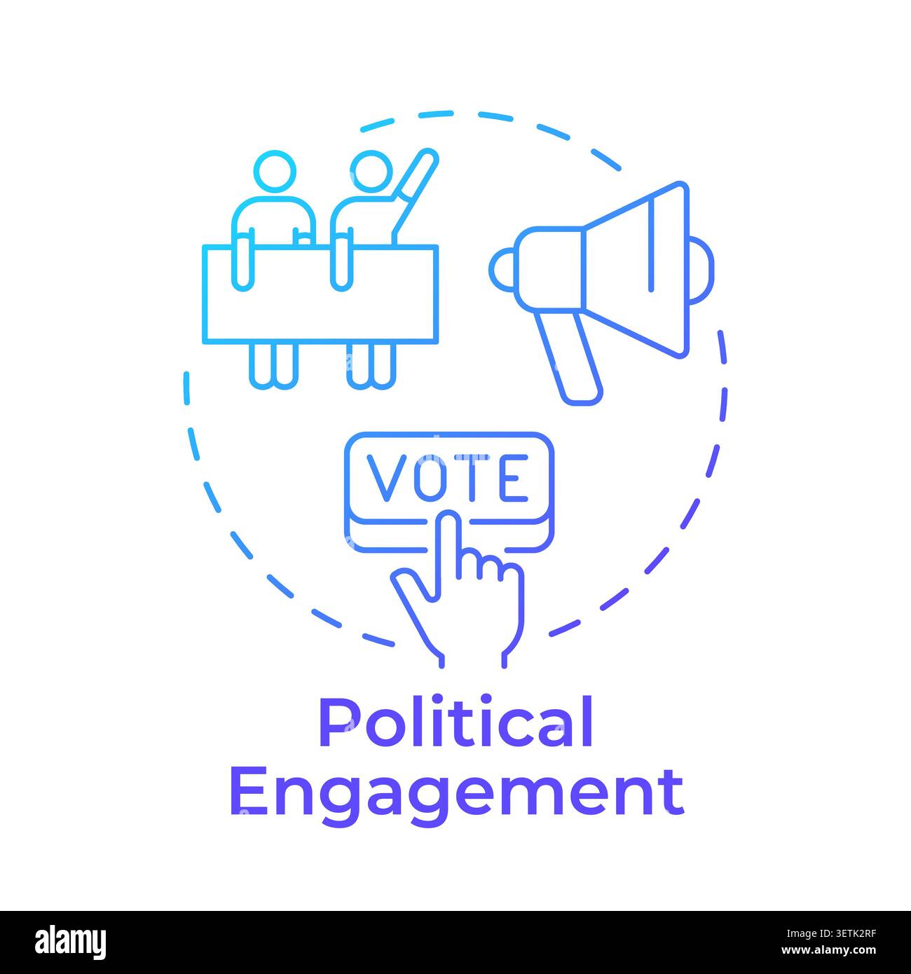 Political engagement blue gradient concept icon Stock Vector