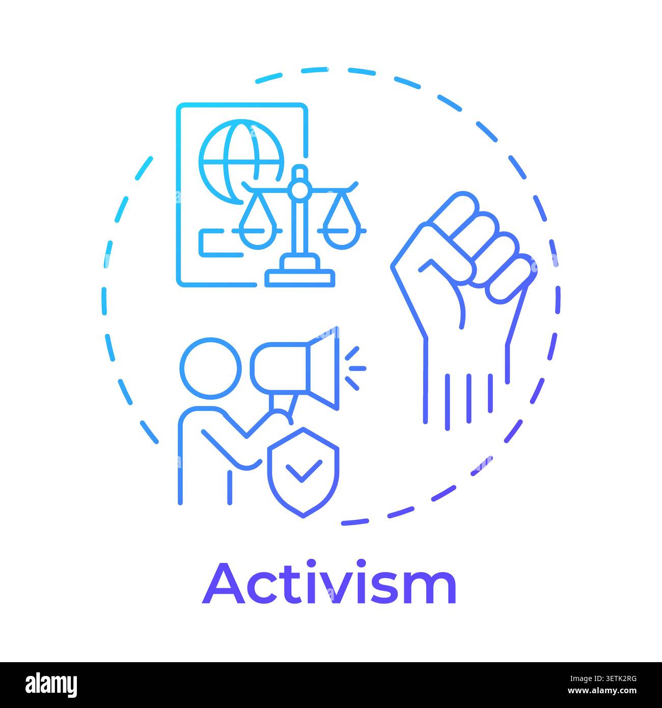 Activism blue gradient concept icon Stock Vector
