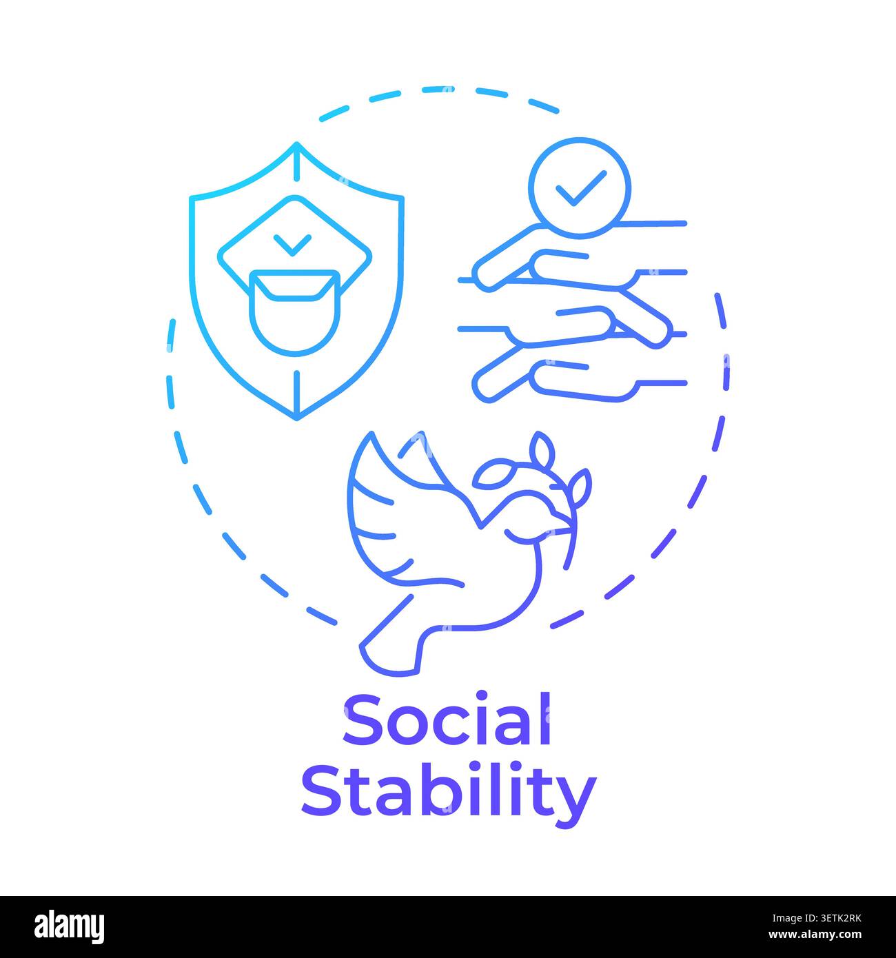 Social stability blue gradient concept icon Stock Vector
