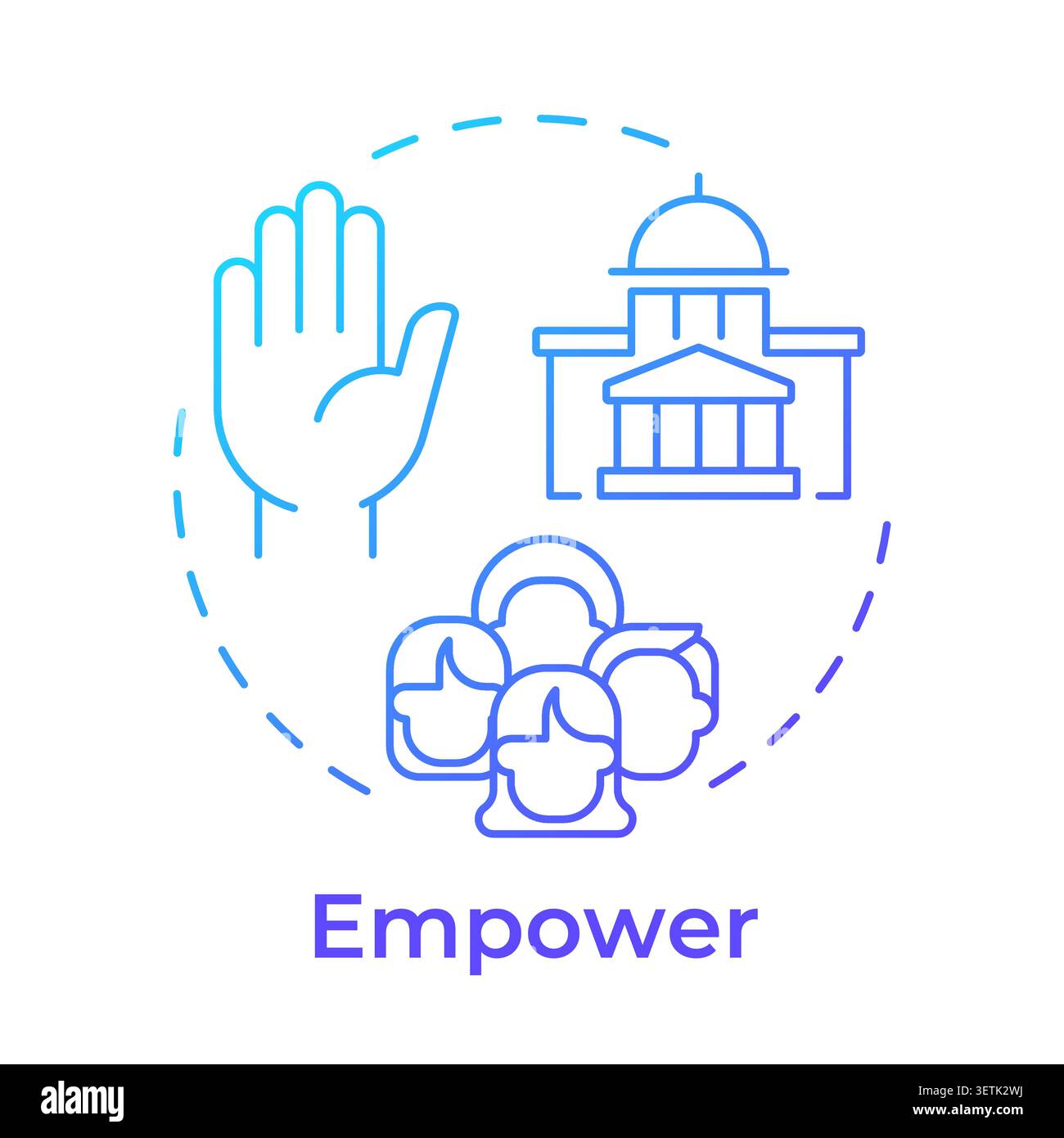 Empower blue gradient concept icon Stock Vector