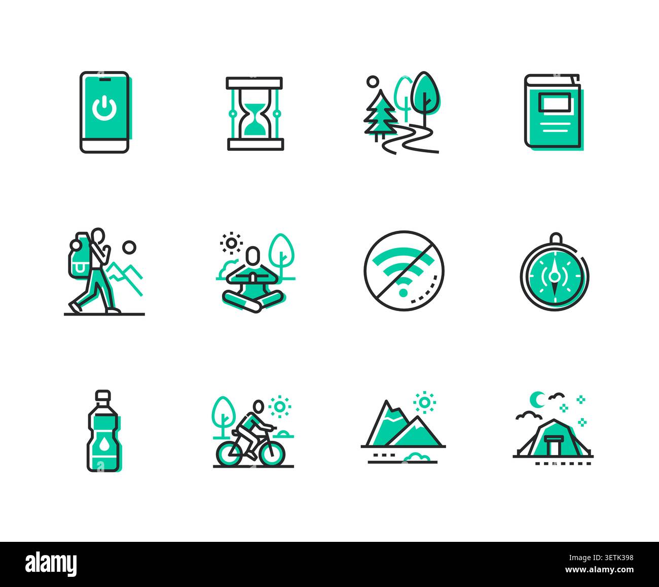 Recreation Activities Icons Set Stock Vector