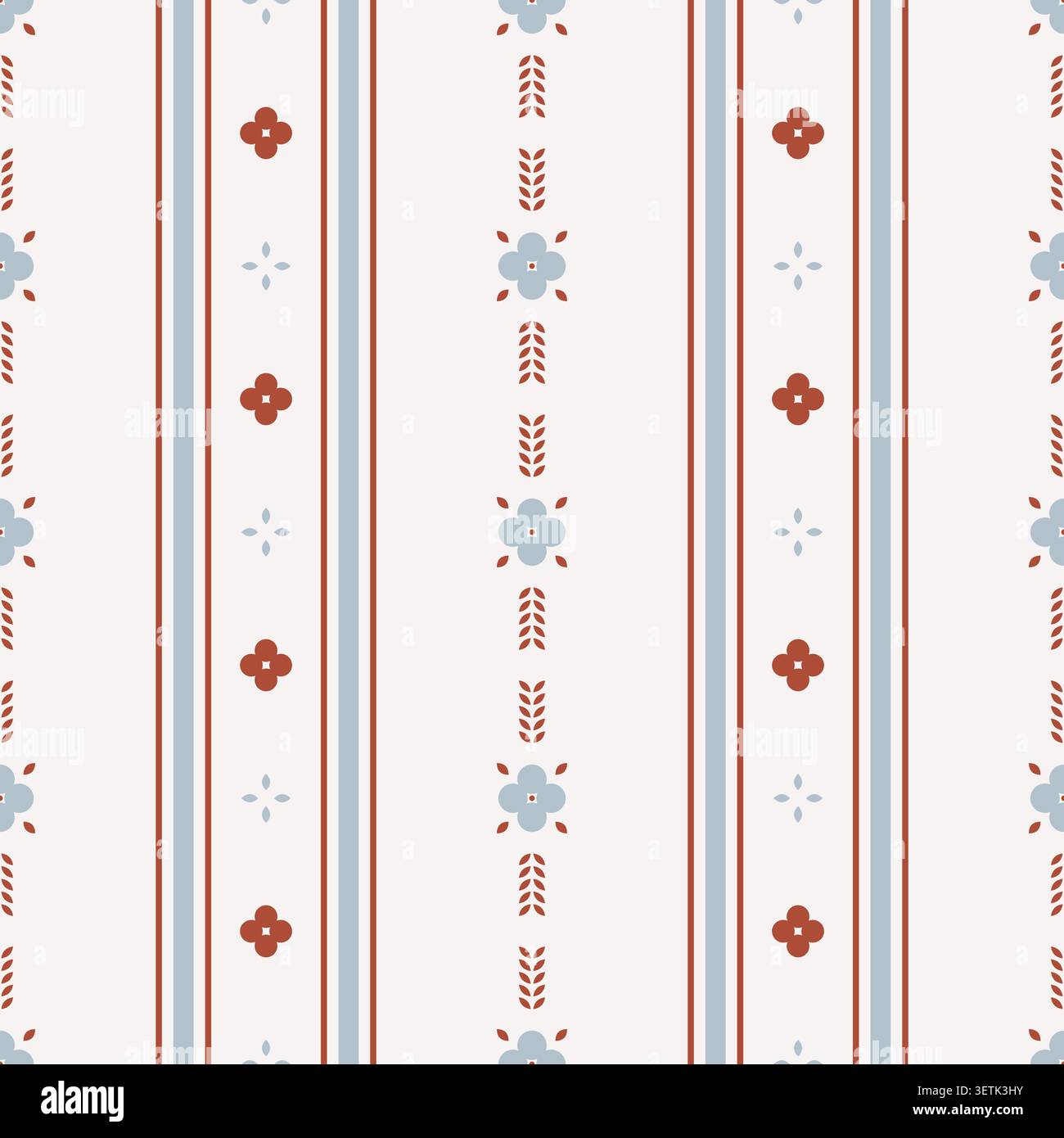 Scandi Folk Stripe seamless pattern repeat Stock Vector
