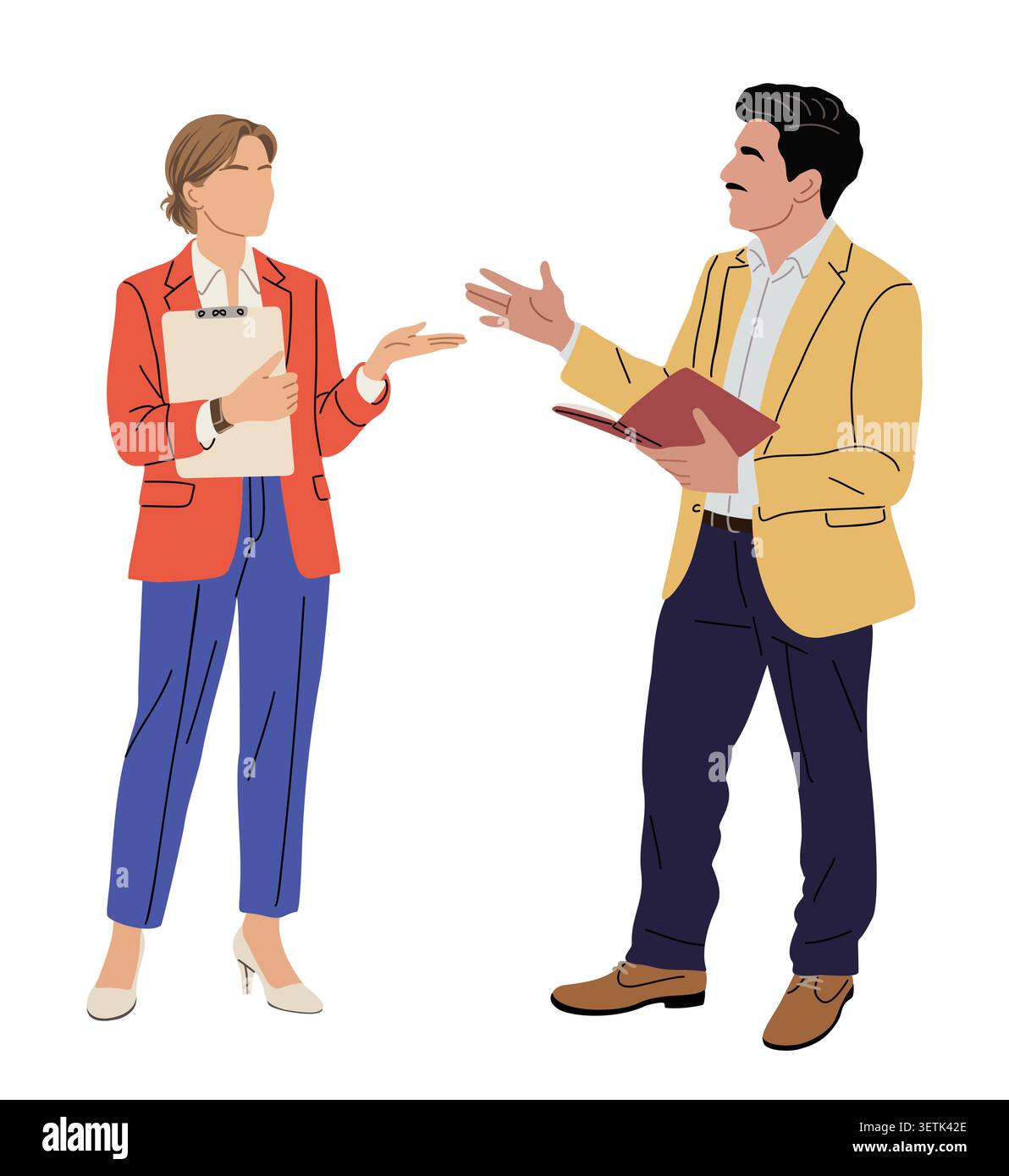 Two casual business people in active conversation Stock Vector