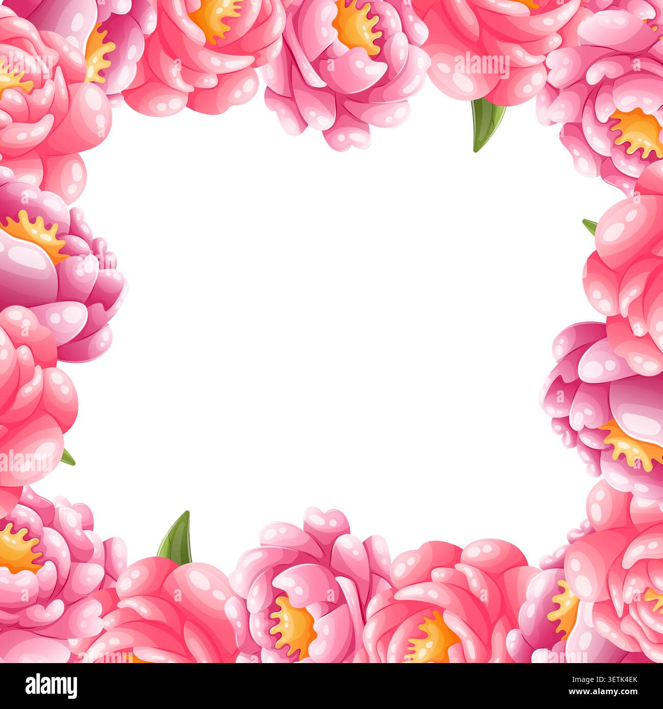Vector square frame of peonies Stock Vector