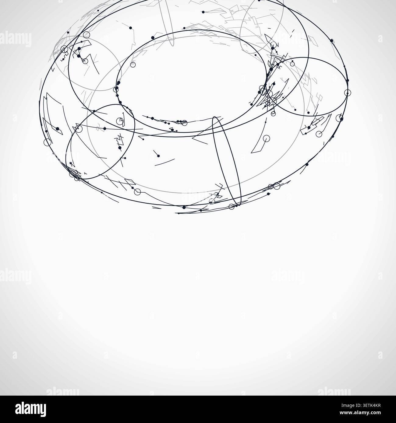 Abstract futuristic torus structure rendered as a clean geometric network background Stock Vector
