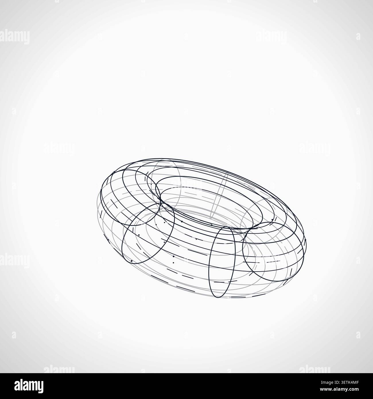 Modern technology-inspired 3D wire torus with layered lines and connection points Stock Vector