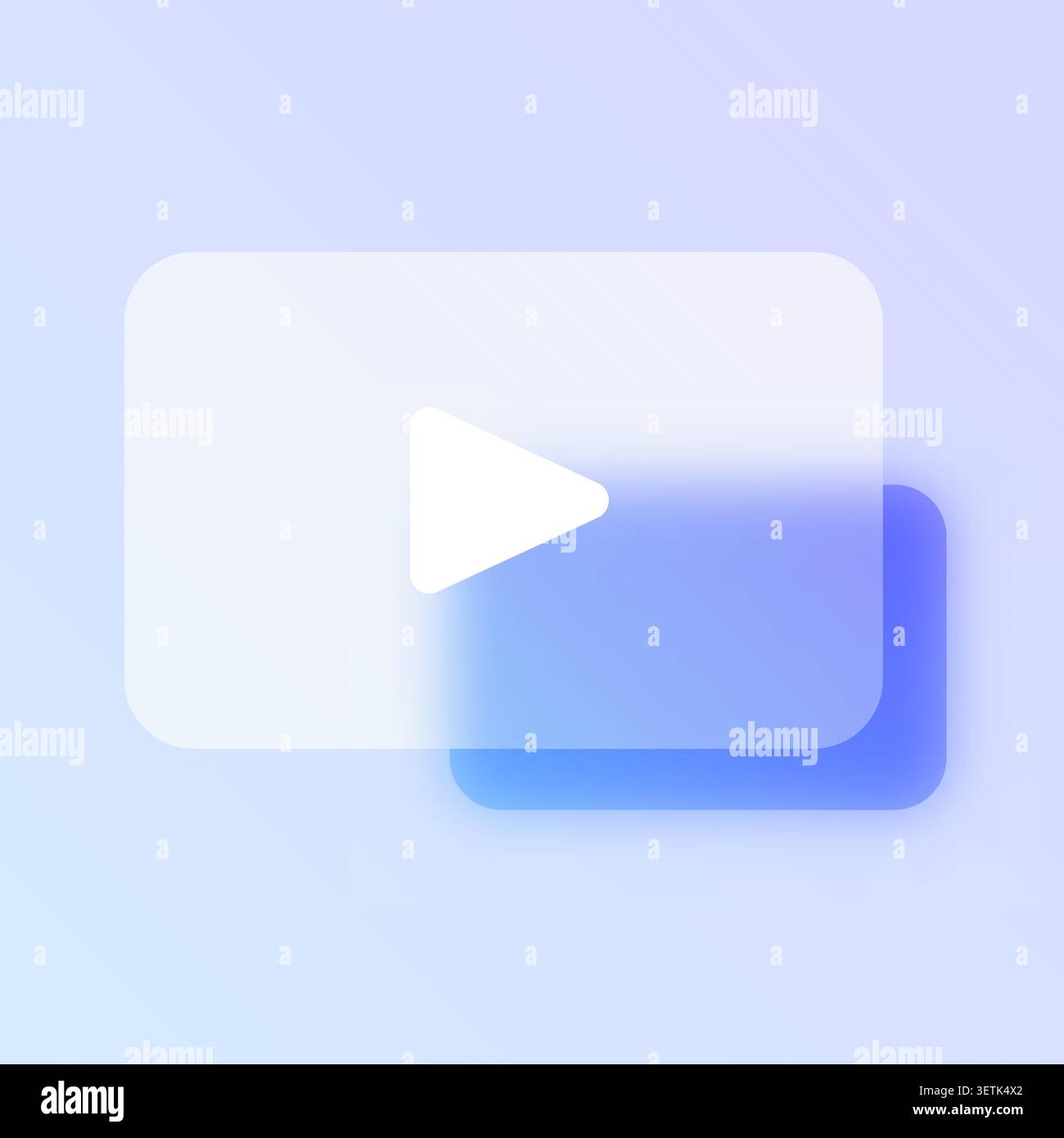 Video play button glassmorphism icon. Stock Vector