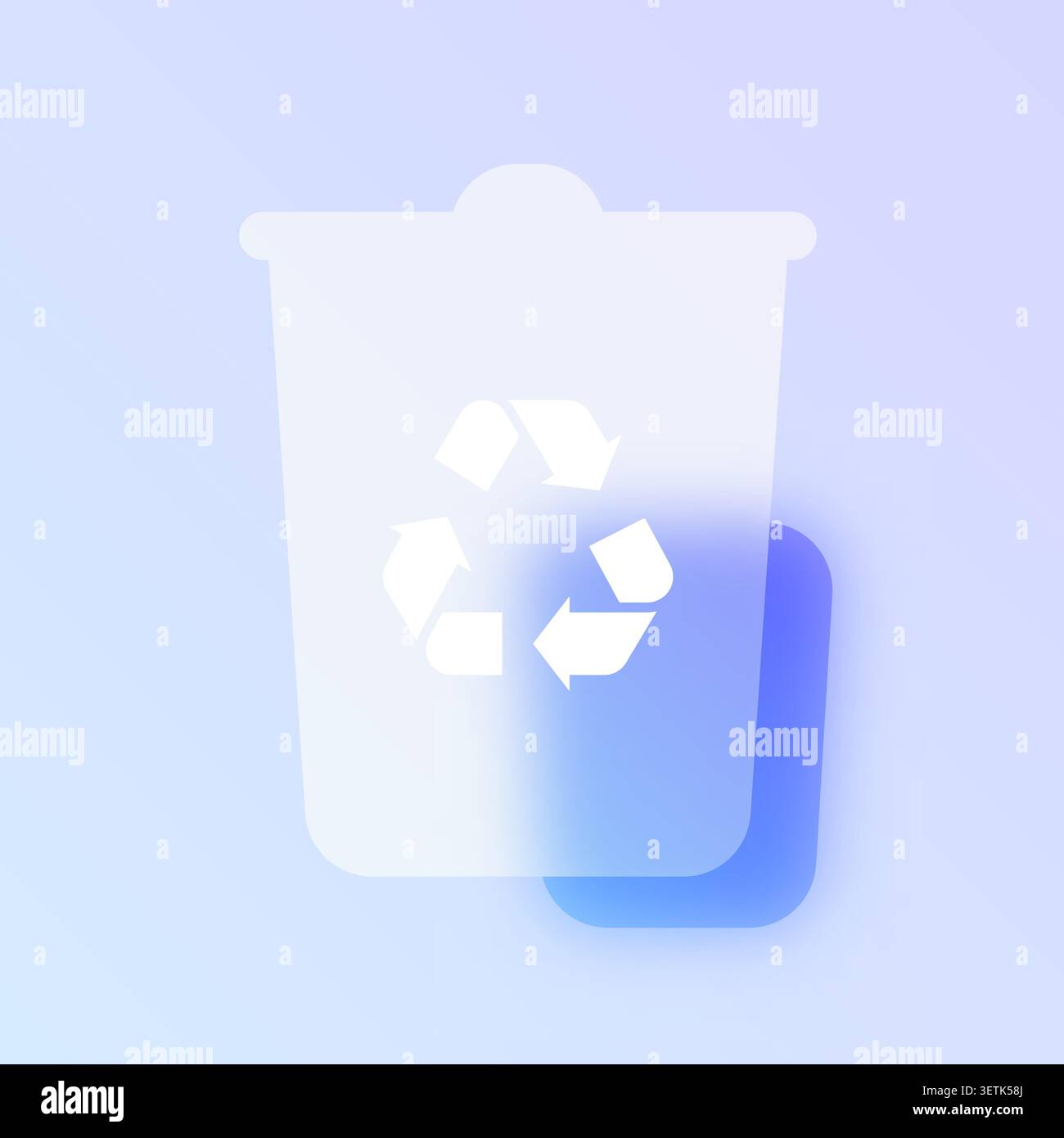 Trash recycle bin glassmorphism icon. Stock Vector