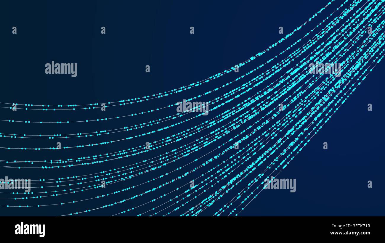 Abstract Technology Background with Digital Data Flow Network and Futuristic Light Connections Stock Vector