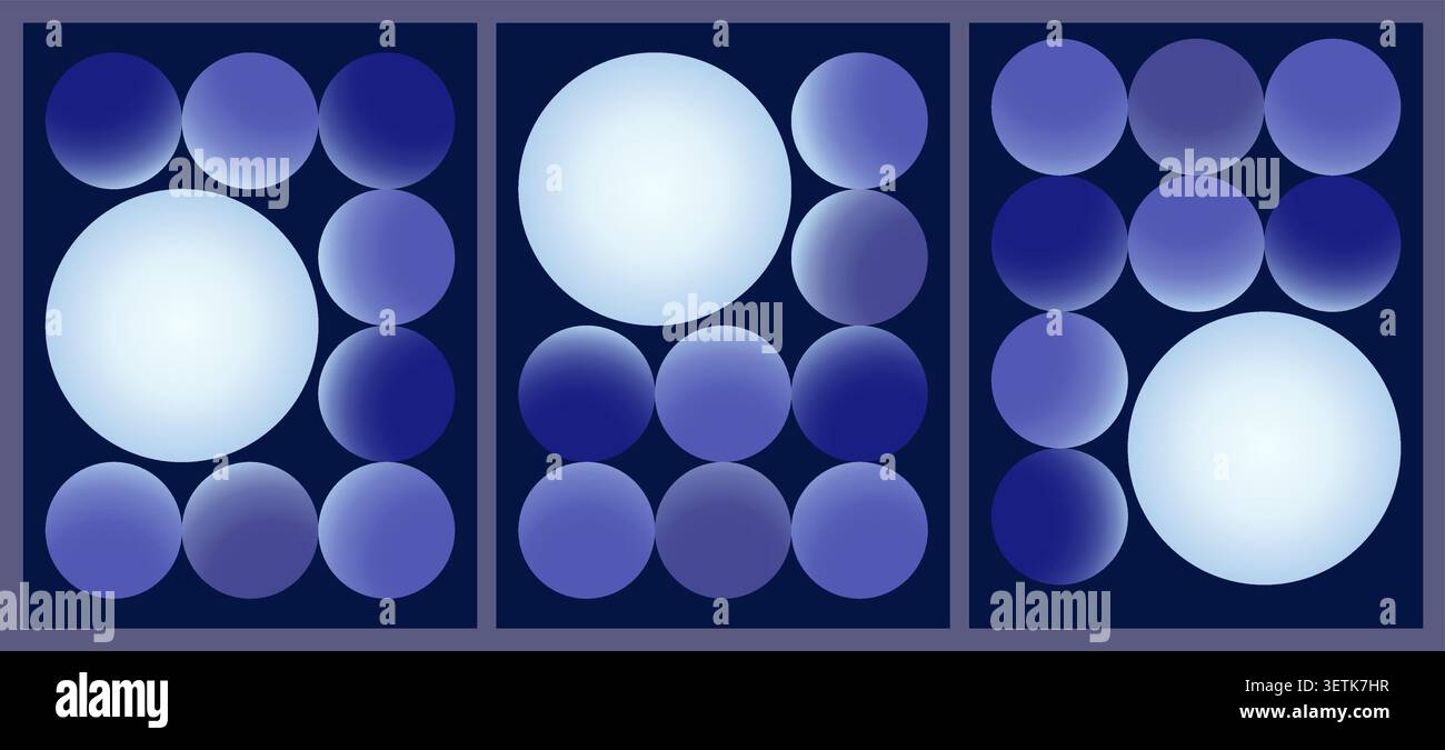 Abstract Poster with Circle Pattern and One Luminous Orb, Smooth Gradient Geometric Composition Stock Vector