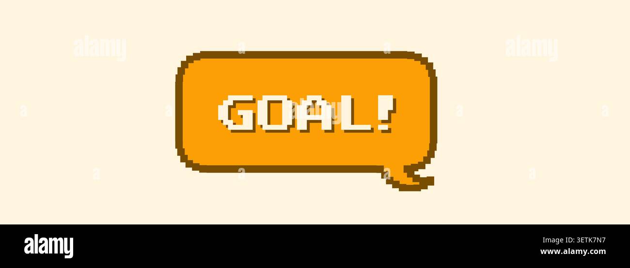Pixel speech bubble goal. 8 bit box style for game message. Vector speech bubble or think dialog Stock Vector