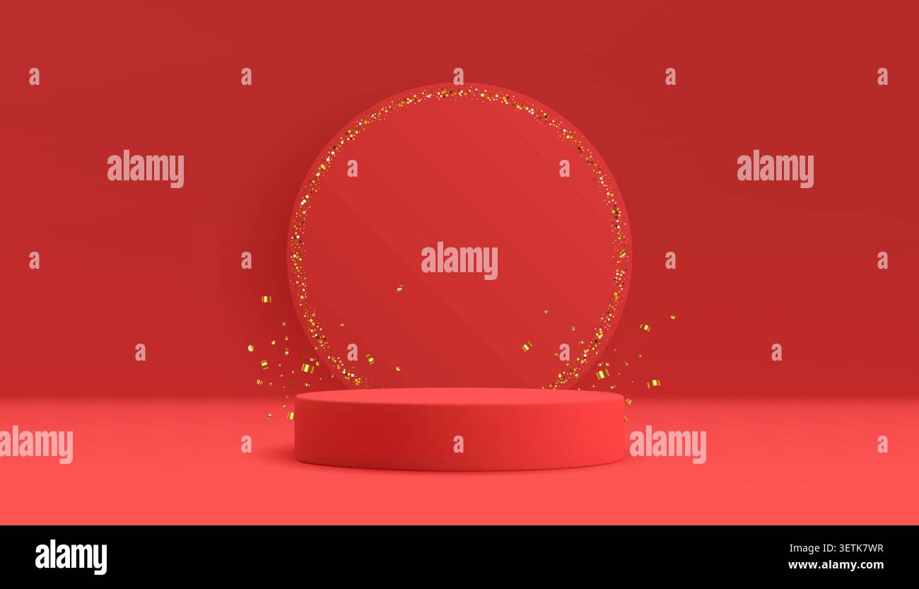 Red 3D podium vector background Stock Vector