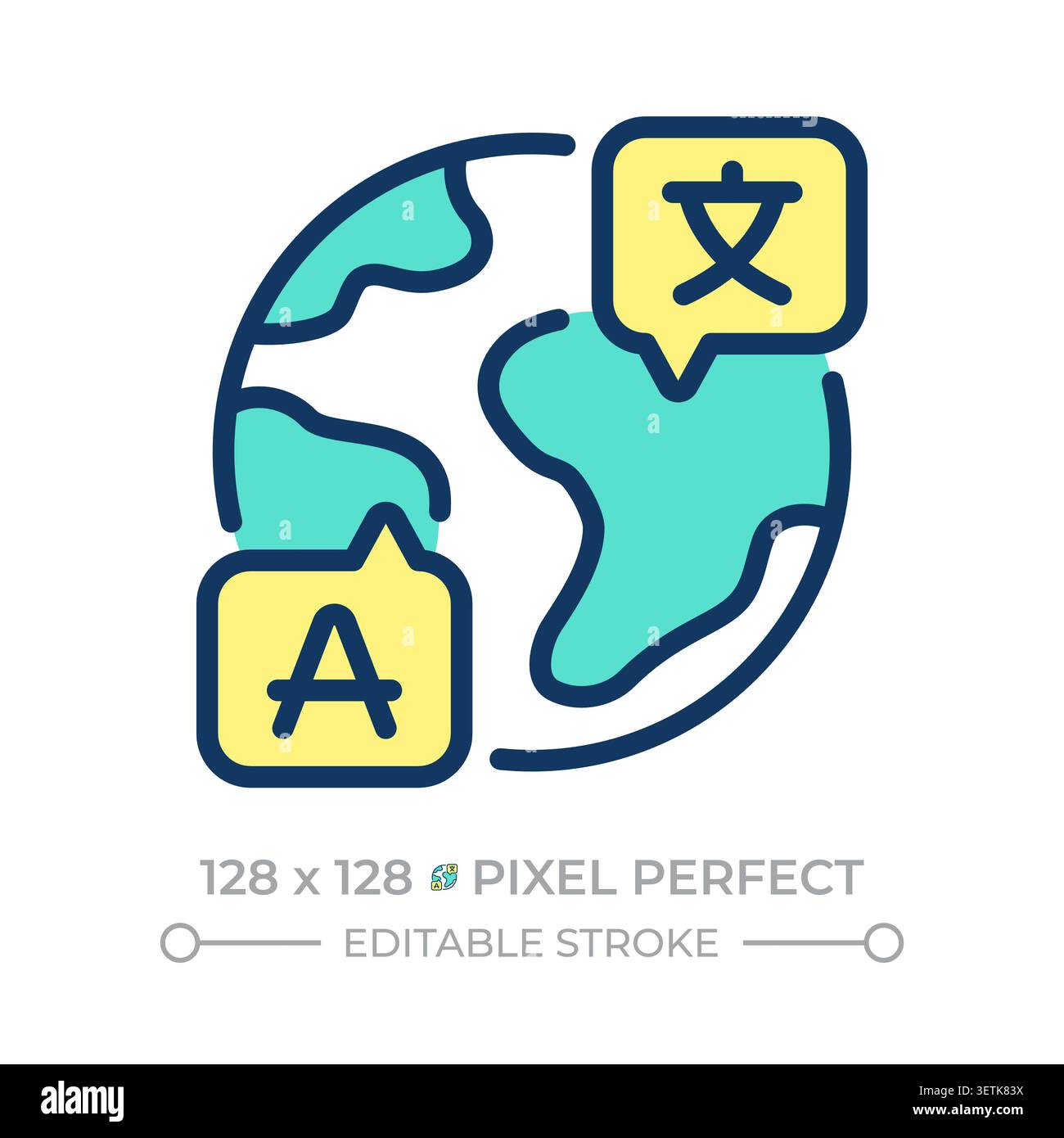 Language learning pixel perfect line color icon Stock Vector