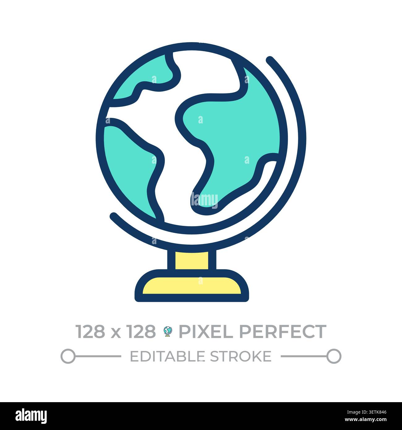 Earth globe pixel perfect line color icon Stock Vector