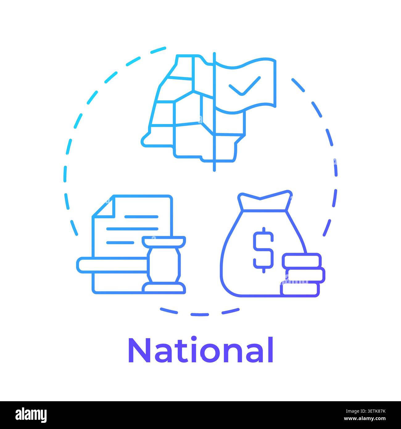 National blue gradient concept icon Stock Vector