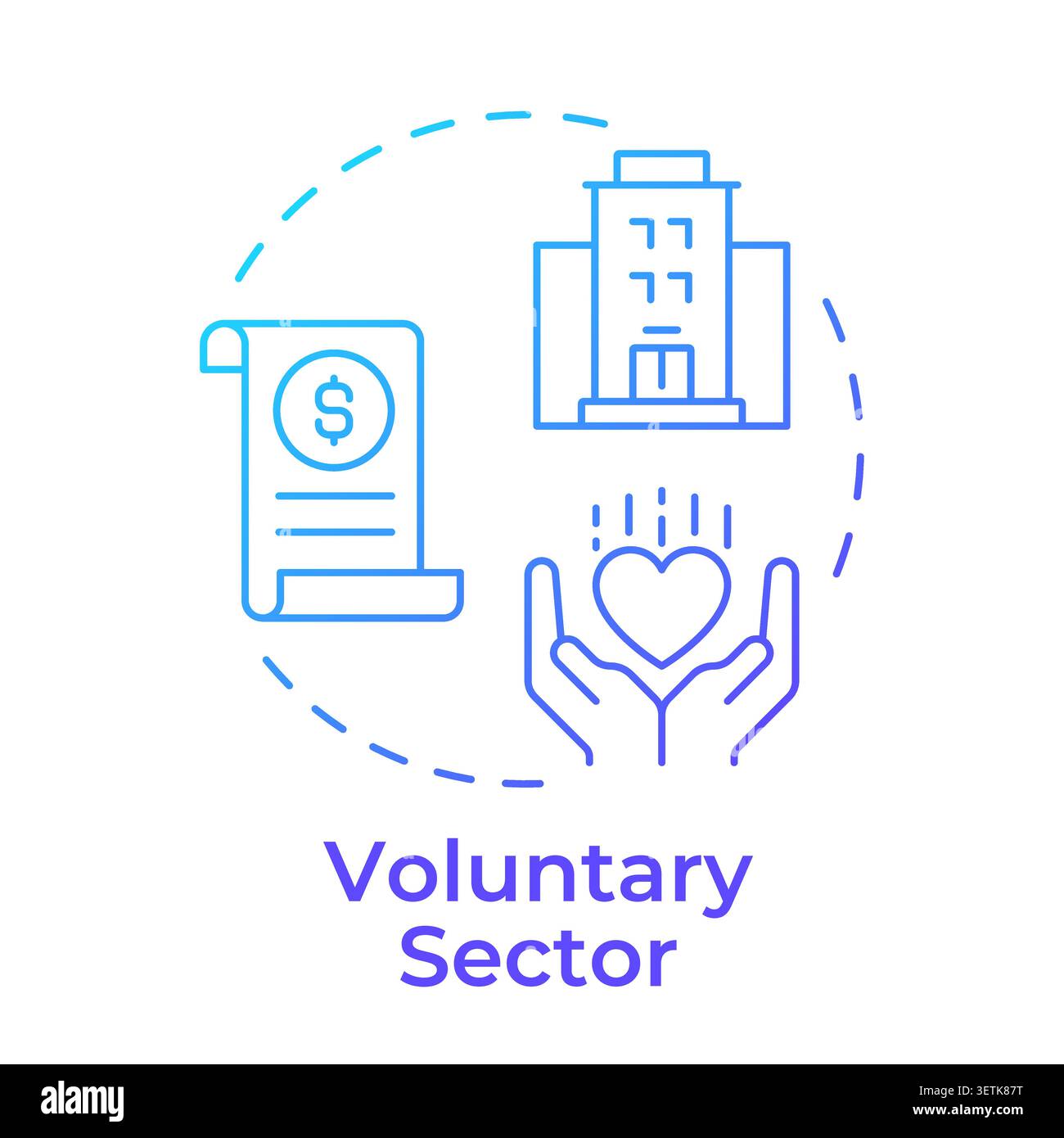 Voluntary sector blue gradient concept icon Stock Vector
