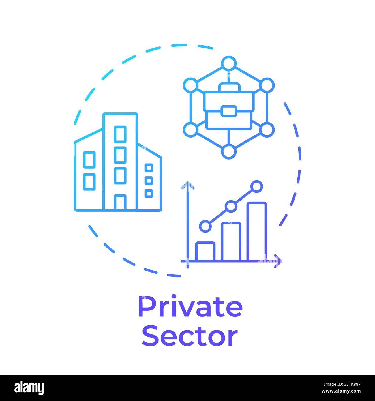 Private sector blue gradient concept icon Stock Vector