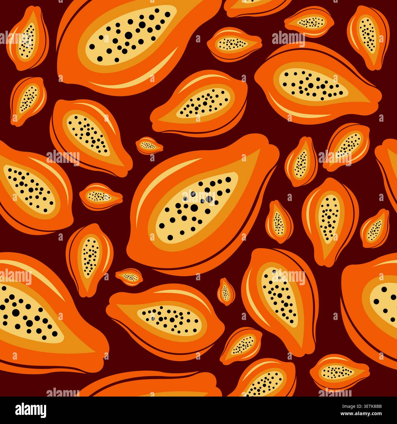 papaya seamless pattern design. papaya fruits background vector Stock Vector
