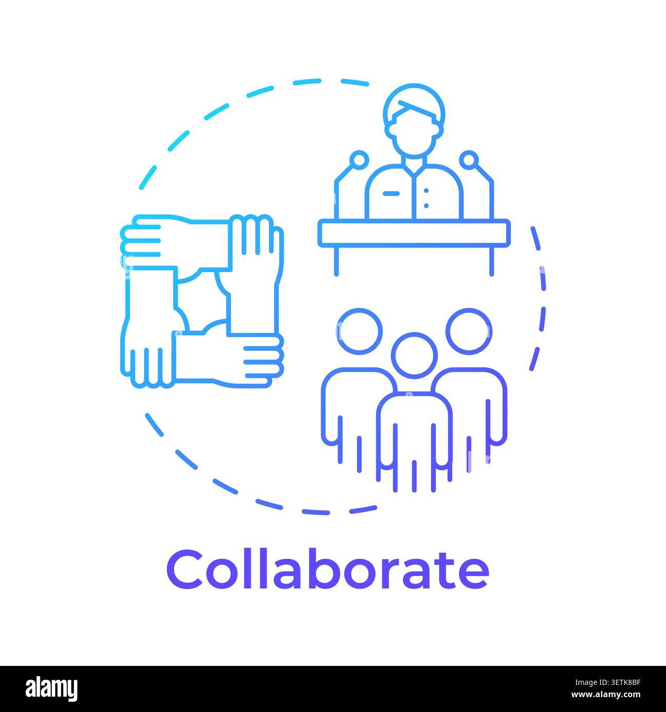 Collaborate blue gradient concept icon Stock Vector