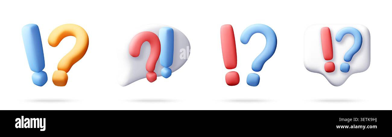 Collection of 3D exclamation and question mark Stock Vector