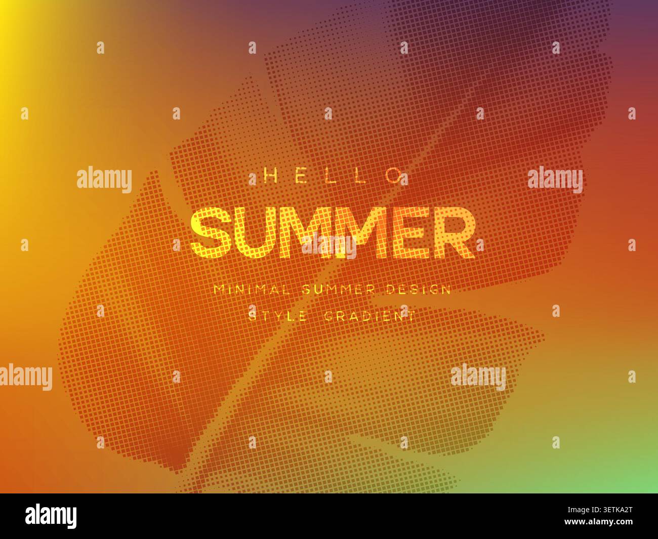 Vector summer gradient background with tropical leaves. Stock Vector