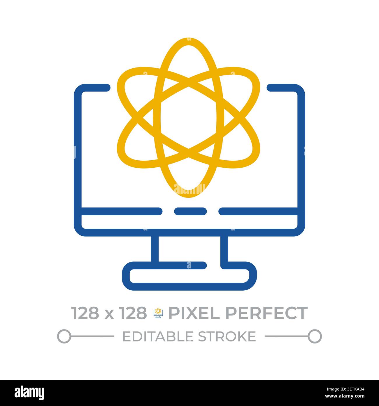 Computer science pixel perfect two color line icon Stock Vector