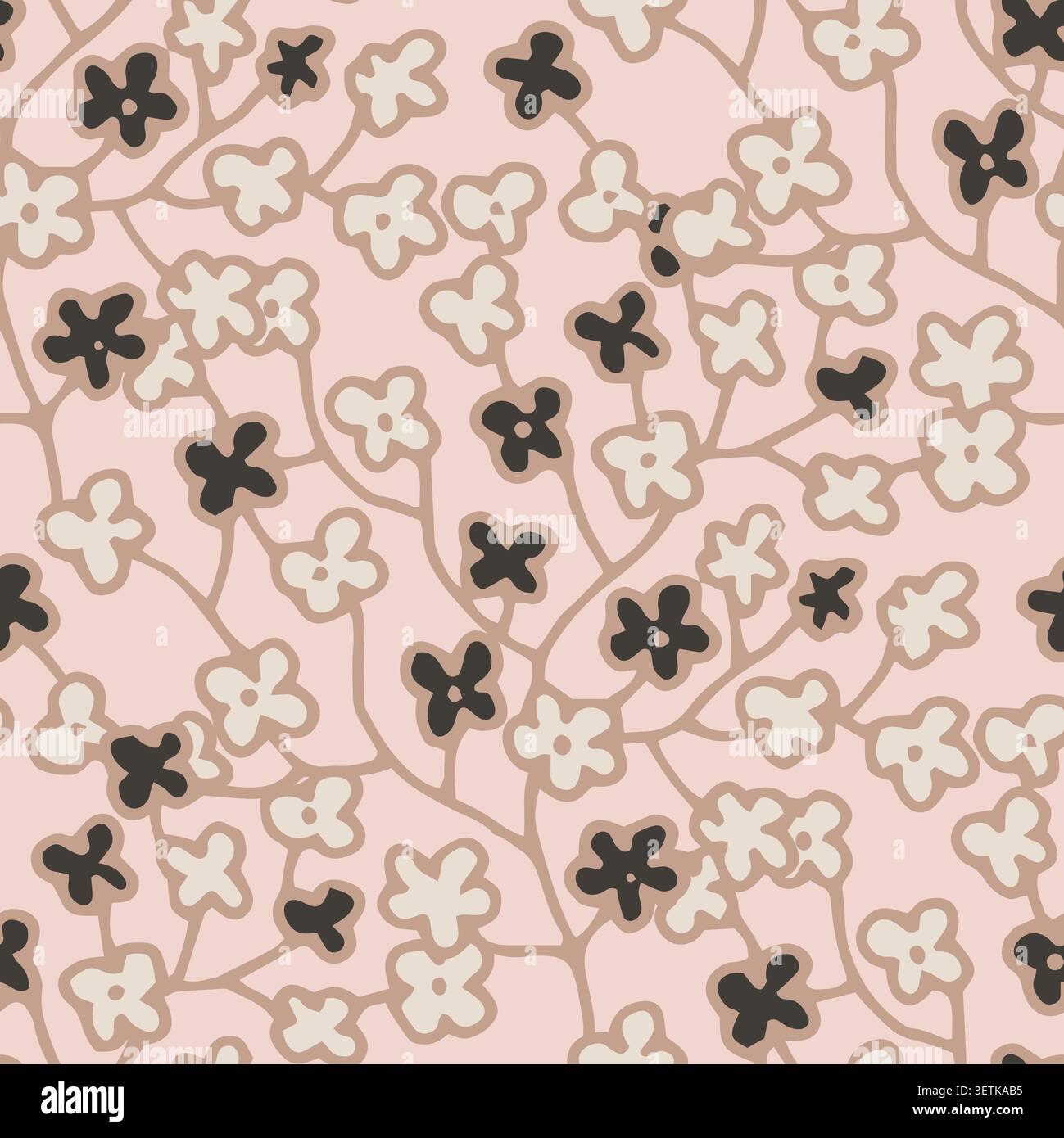 Connected Ditsy Floral Network Graphic Stock Vector