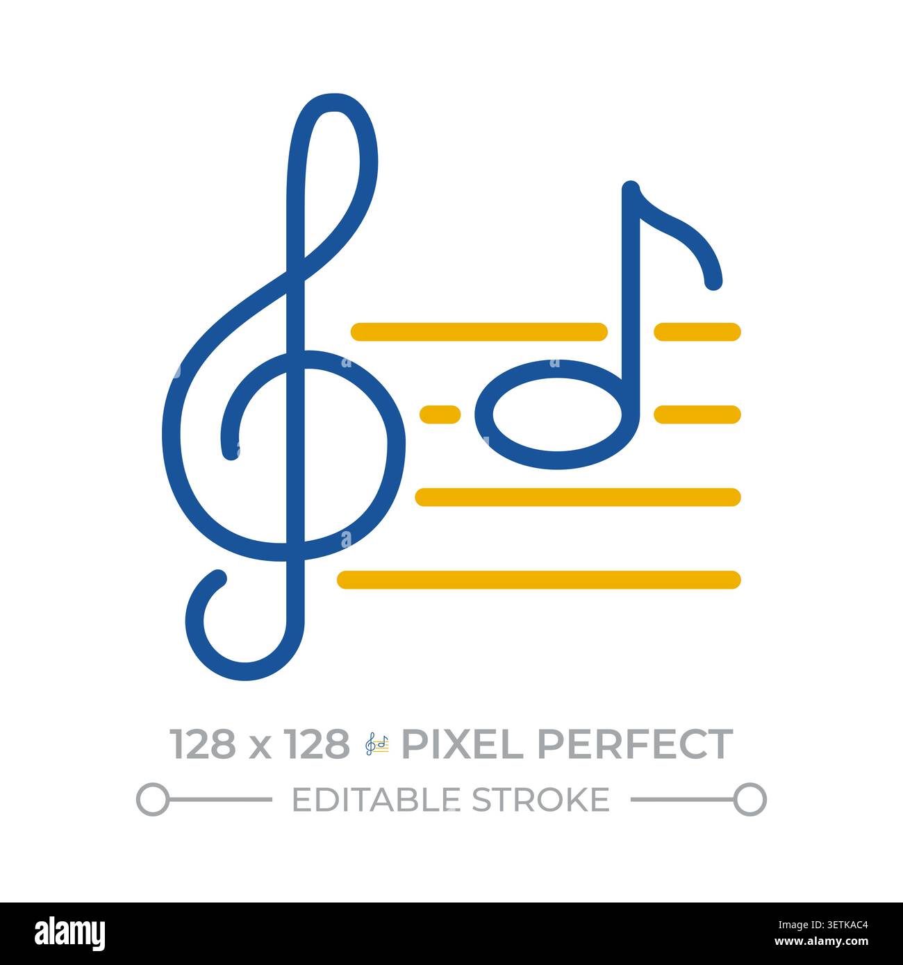 Musical notes pixel perfect two color line icon Stock Vector