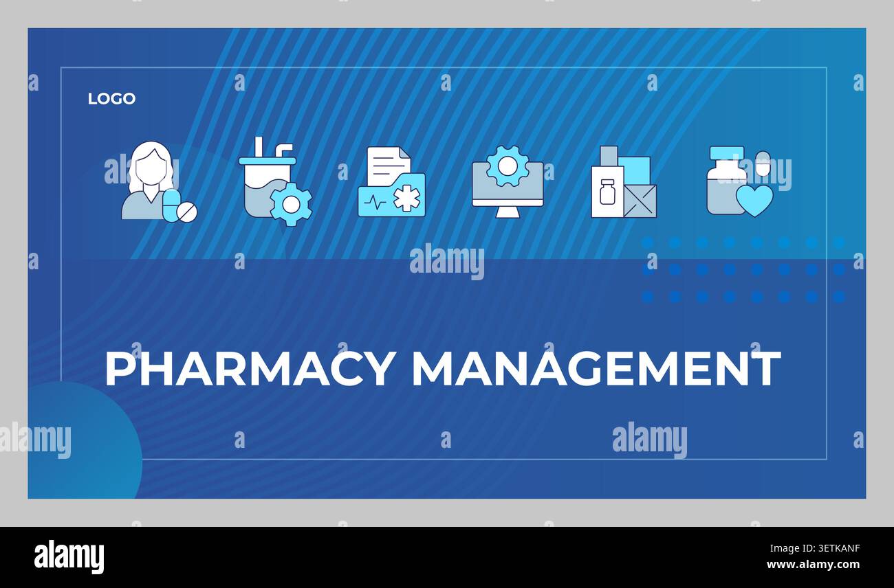 Pharmacy management presentation slide template Stock Vector