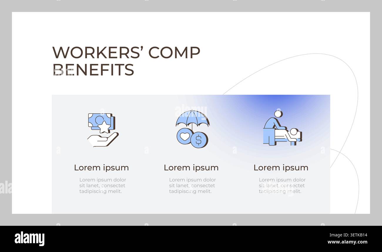 Workers compensation benefits presentation slide template Stock Vector