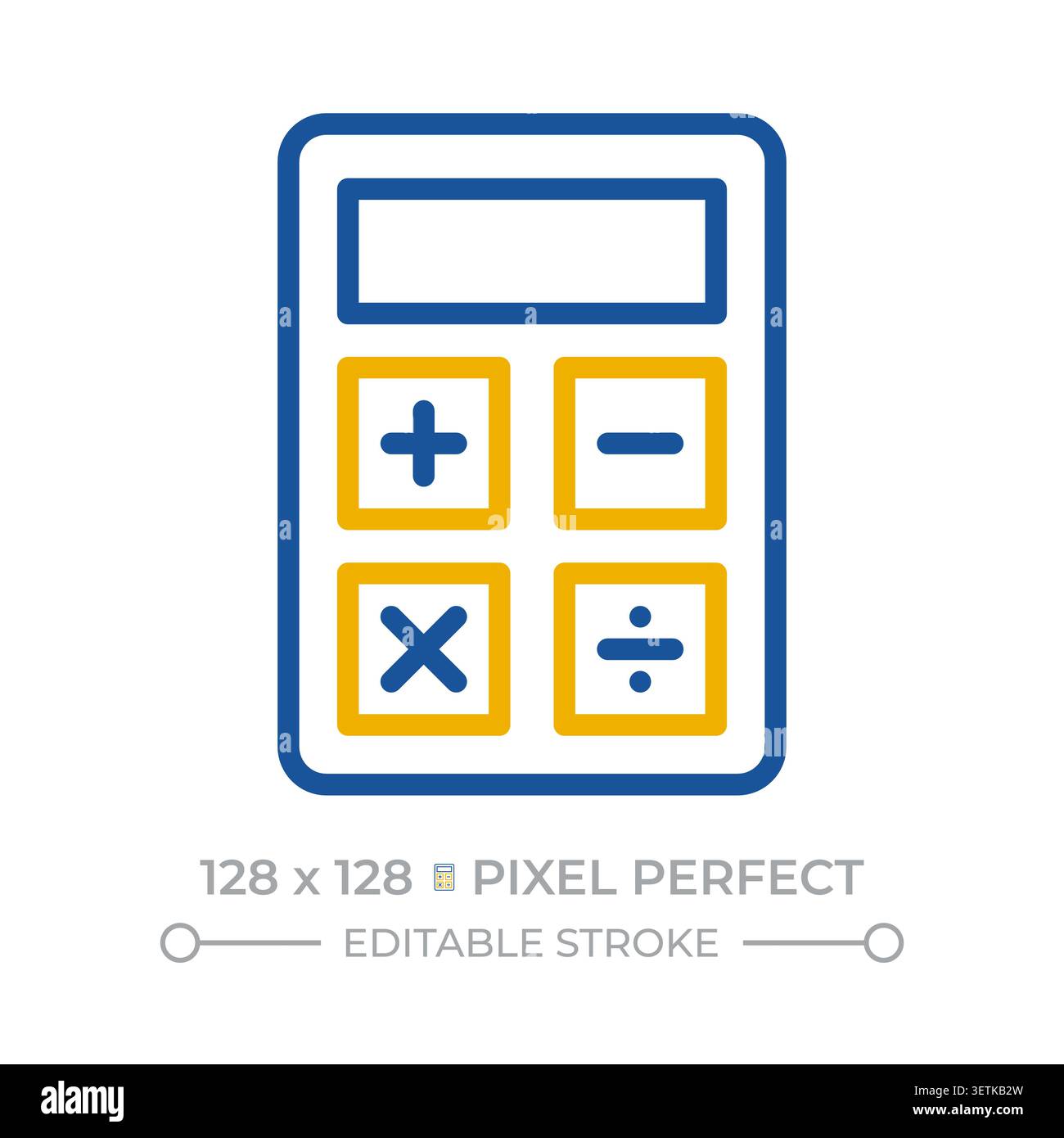 Calculator pixel perfect two color line icon Stock Vector