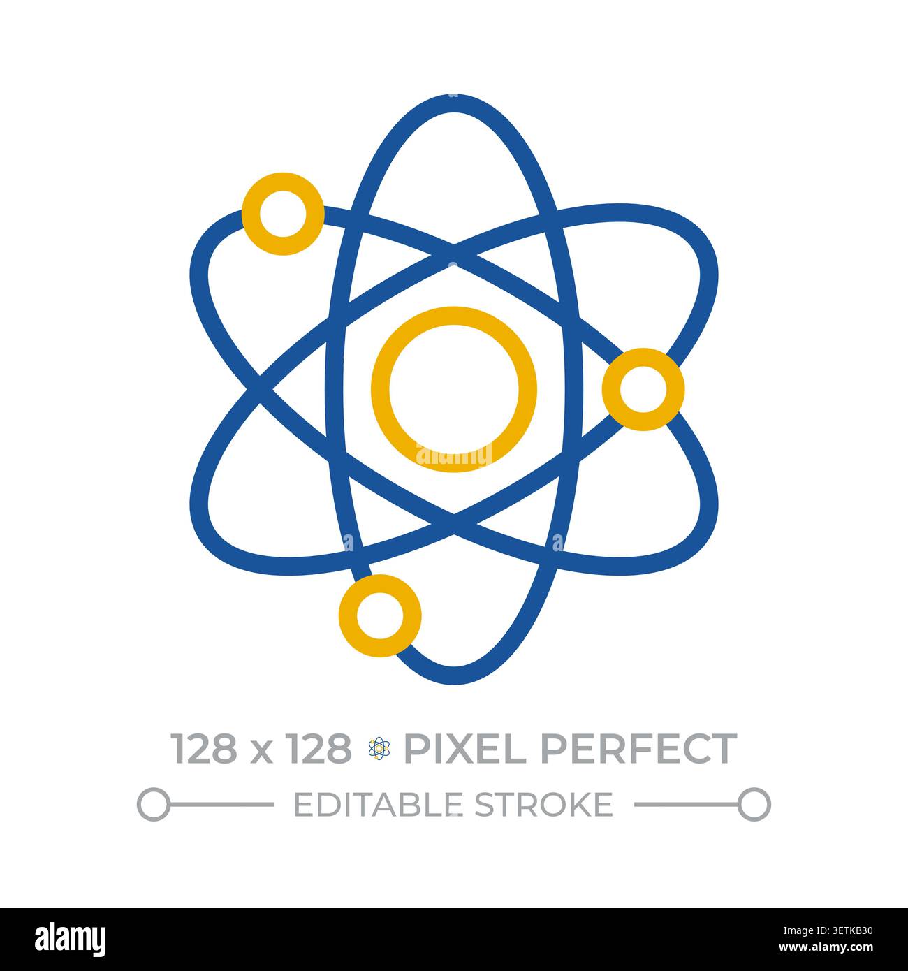 Atomic model pixel perfect two color line icon Stock Vector