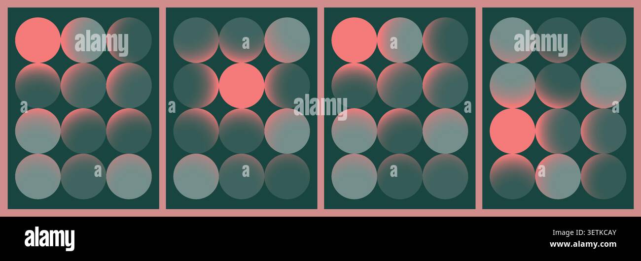 Abstract Poster with Circle Pattern and One Luminous Orb, Smooth Gradient Geometric Composition Stock Vector