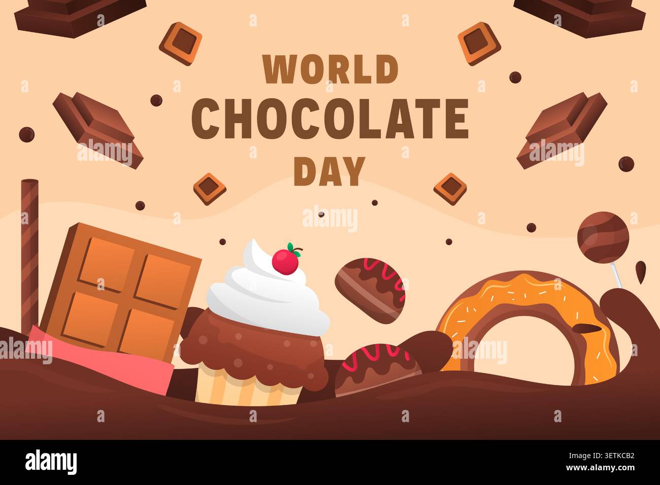 world chocolate day background illustration in gradient style Stock Vector