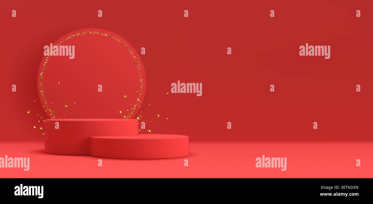 Red 3D podium vector background Stock Vector