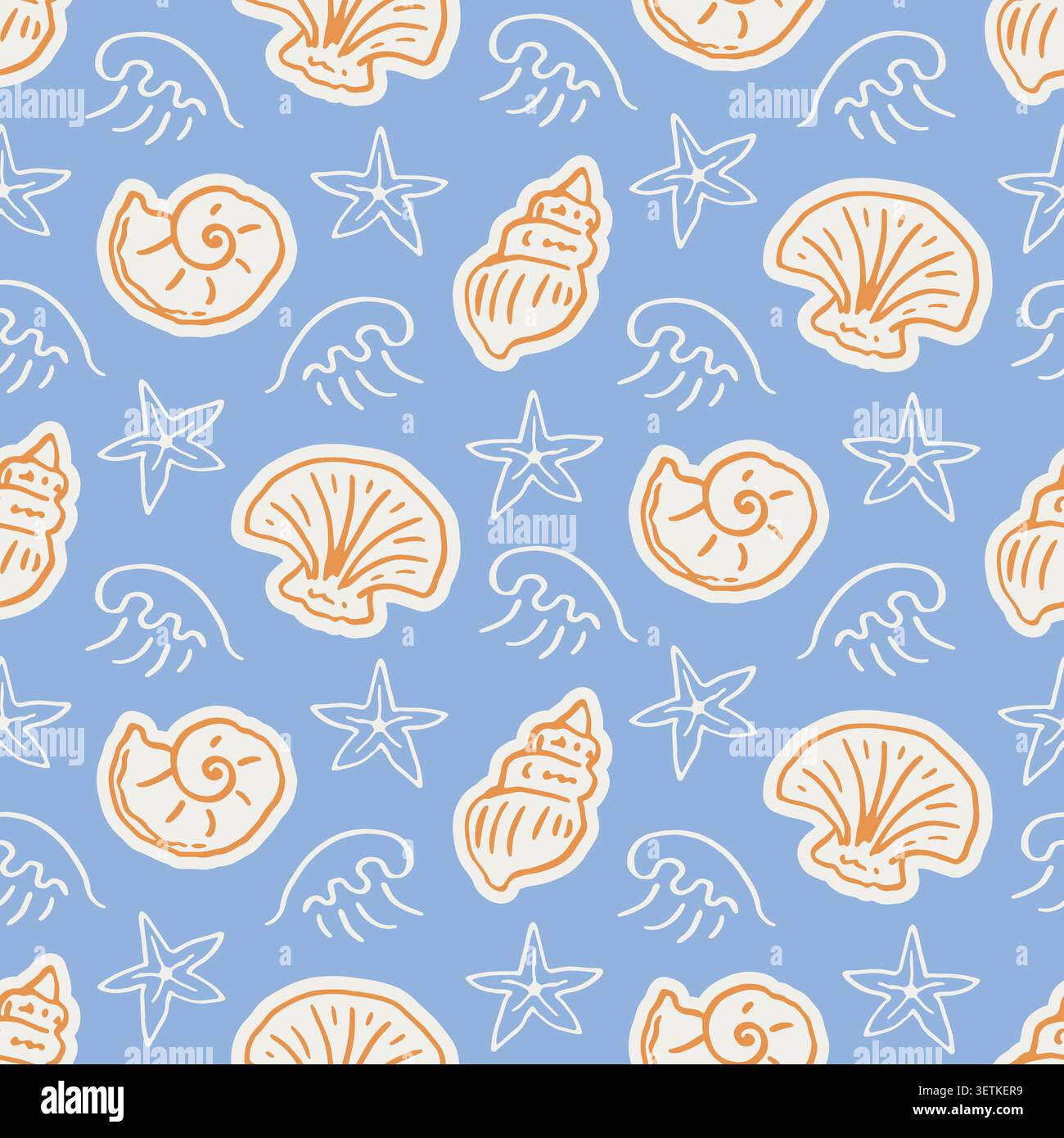 Blue coastal vector sea, ocean seamless pattern Stock Vector