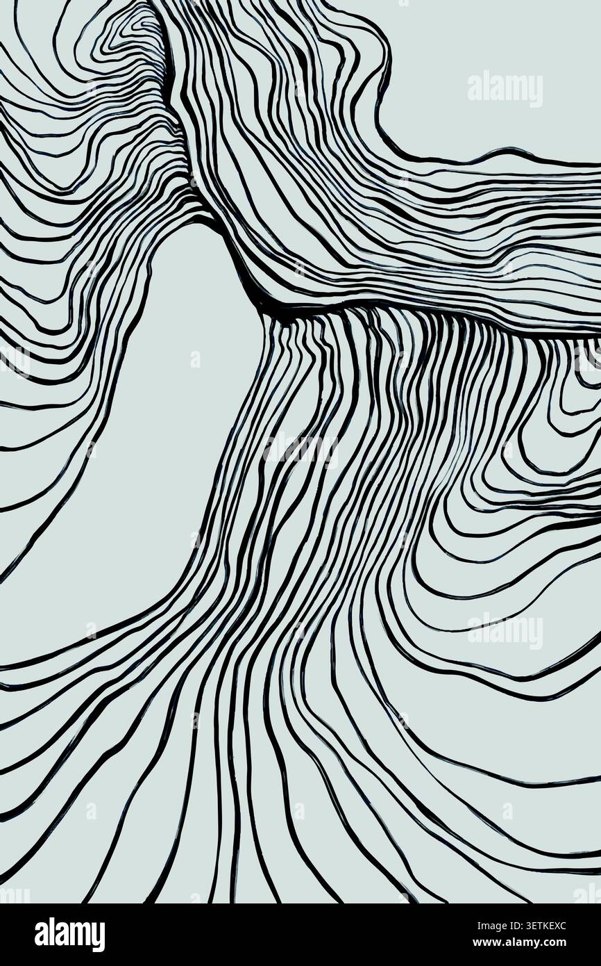Flowing hand-drawn contour lines forming organic topographic pattern Stock Vector