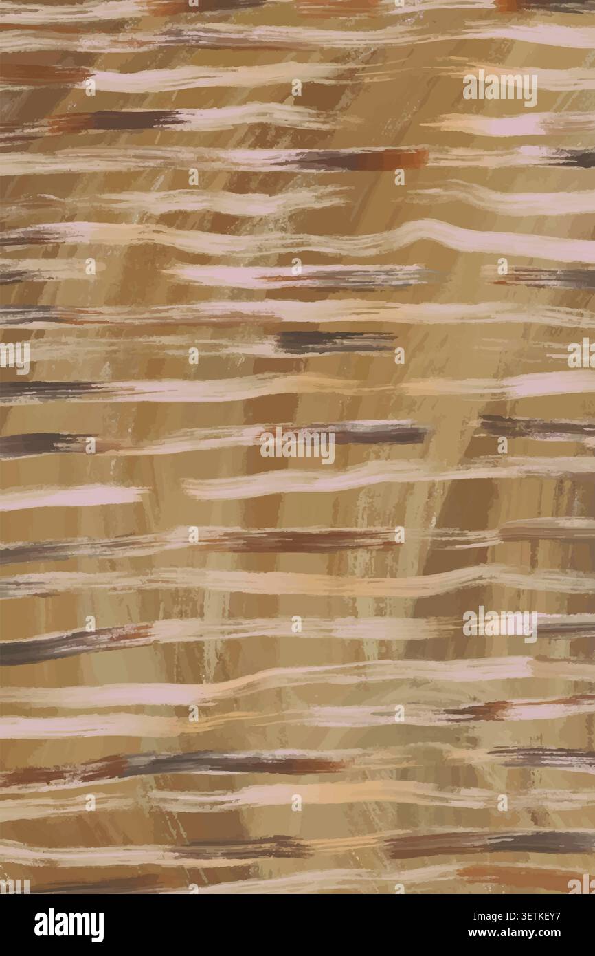 Beige abstract brushstroke pattern with horizontal painterly stripes Stock Vector