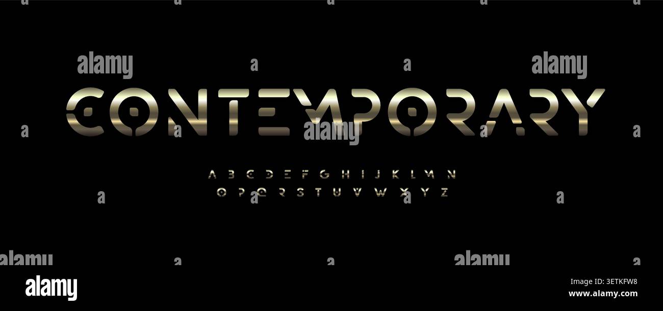 Geometric Minimal Font Logo Alphabet Vector English Letter Set Future Aesthetic Typography. Display Typographic Design for Science Technology Stock Vector
