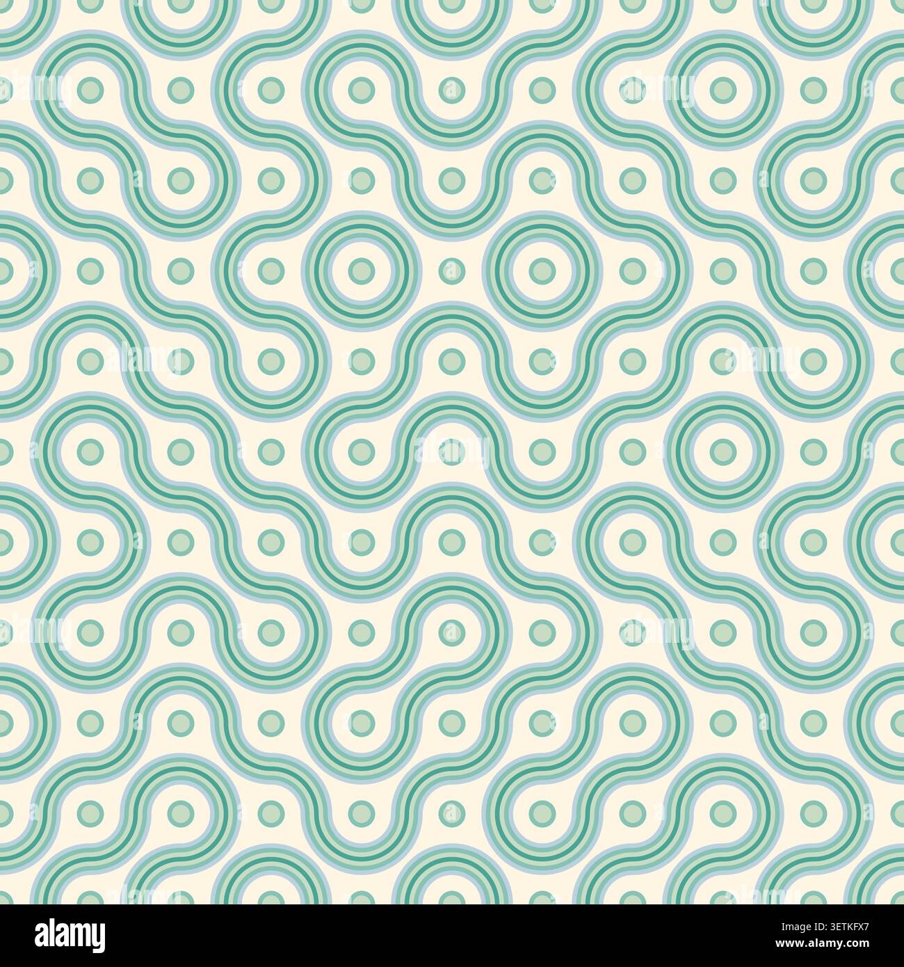 Organic Loop Illusion Pattern, curved lines connected into endless pattern, loops and ovals in flowing rhythm. reaction diffusion geometry aesthetics, Stock Vector