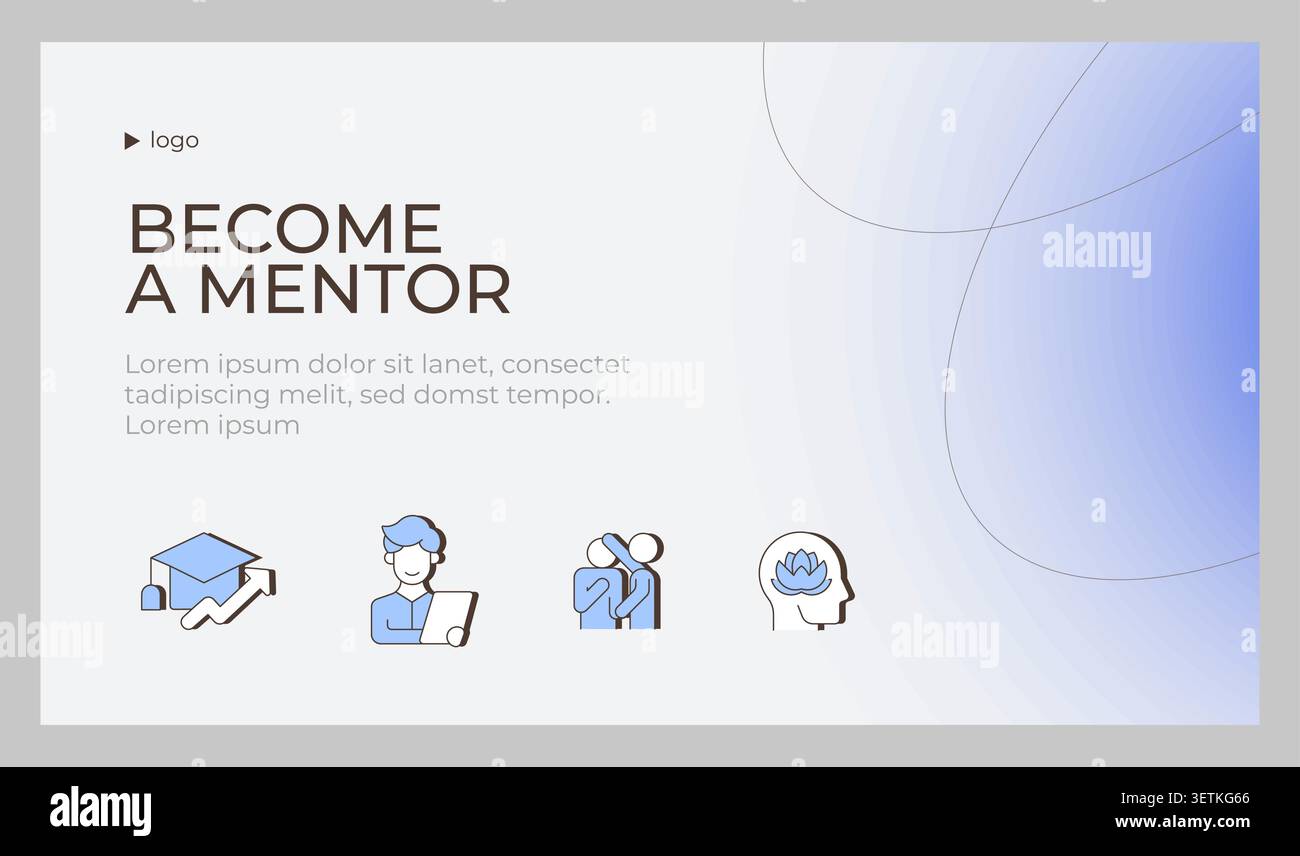 Becoming a mentor presentation slide template Stock Vector