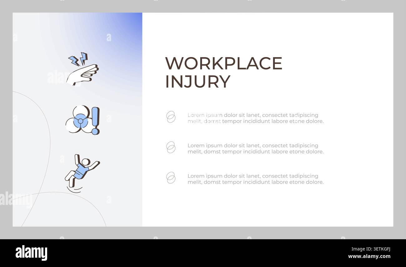 Workplace injury presentation slide template Stock Vector