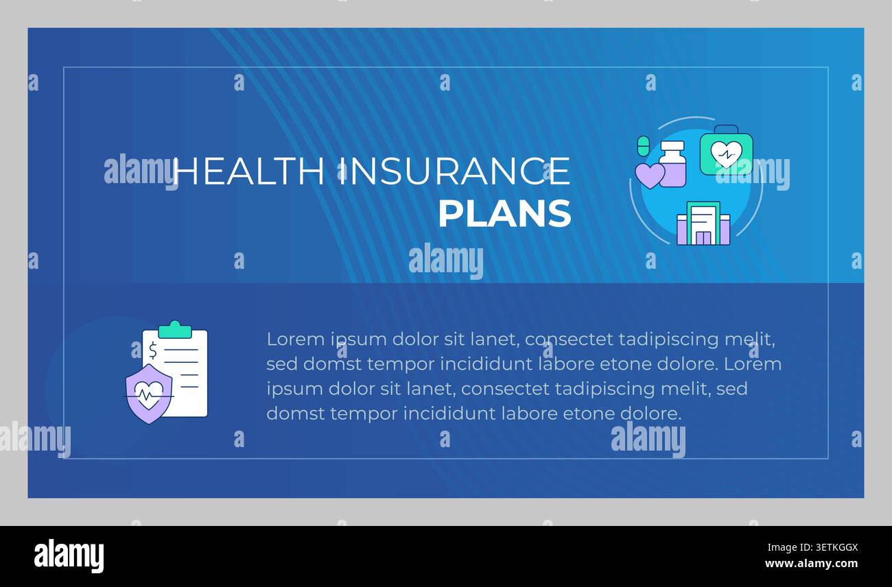 Health insurance plans presentation slide template Stock Vector